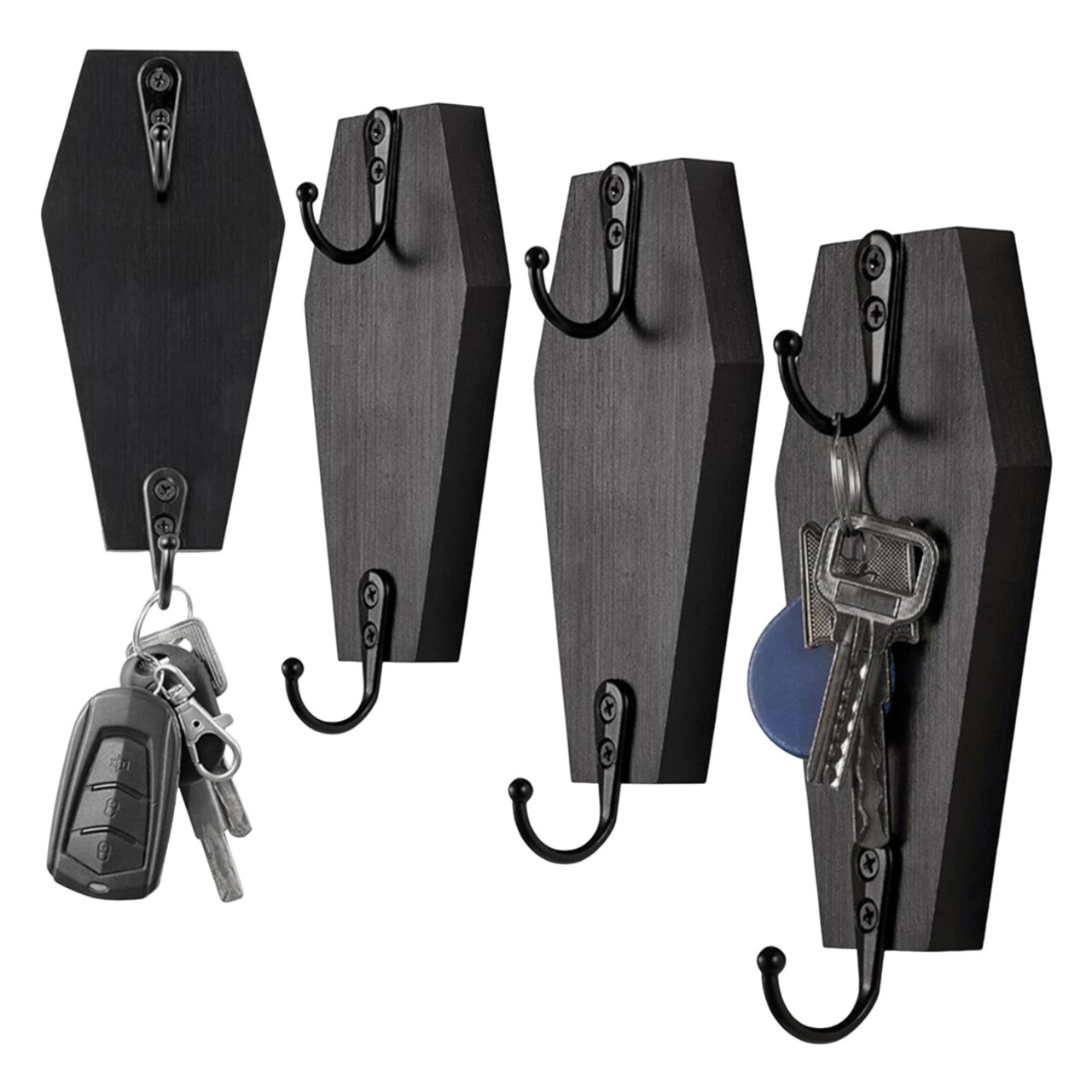 4Pcs Wall Hooks Spooky Gothic Smooth Edge Burr Free Simple Installation Wooden Hanger Keys Holder